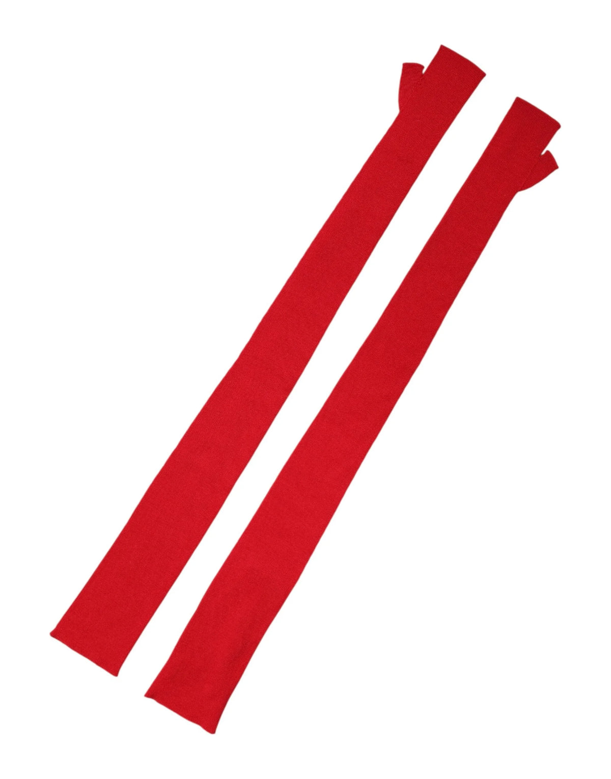 Dolce & Gabbana Red Wool Fingerless Elbow Length Mitten Gloves - One Size