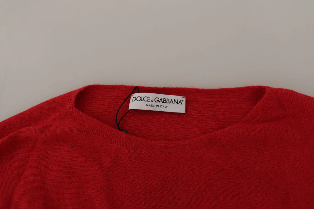 Dolce & Gabbana Red Wool Knit Round Neck Pullover Sweater - Sweaters