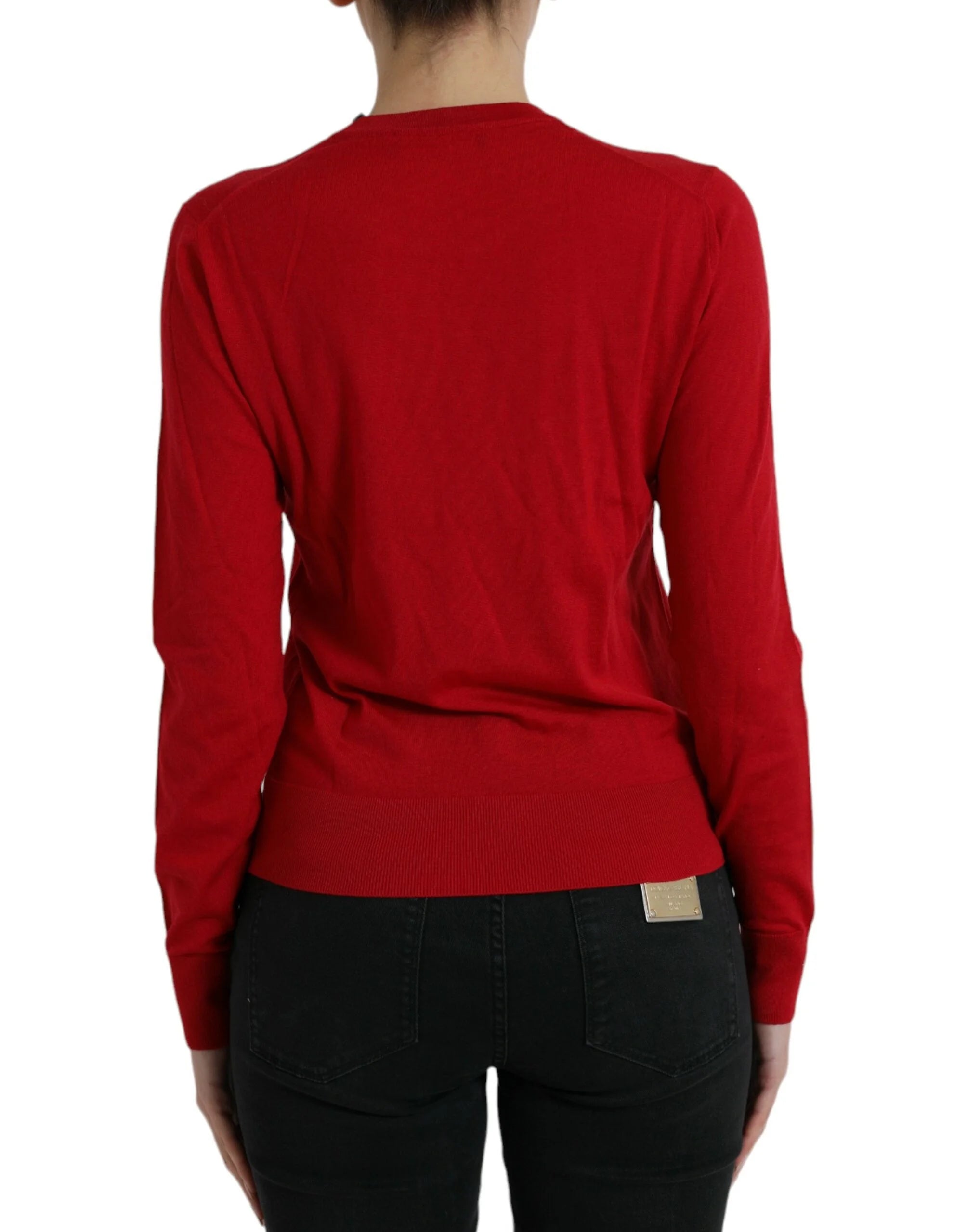 Dolce & Gabbana Red Wool Knitted Crew Neck Pullover Sweater - IT40|S - Sweaters