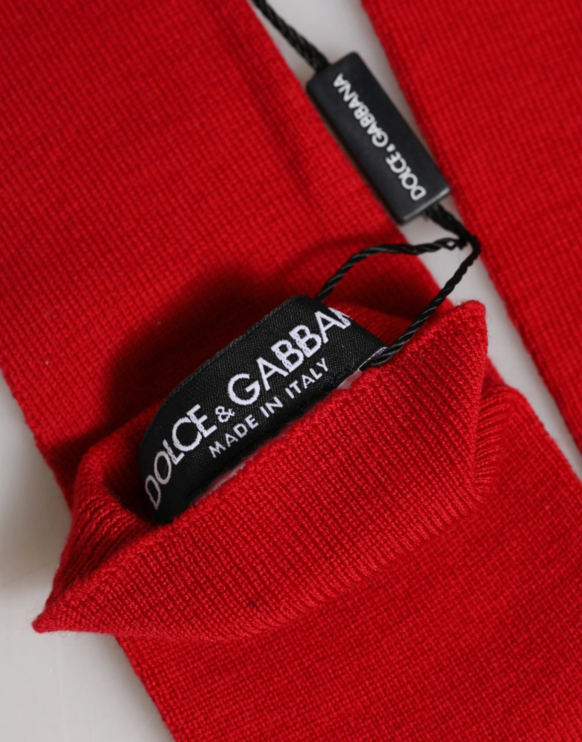 Dolce & Gabbana Red Wool Knitted Fingerless Elbow One Length Gloves - One Size