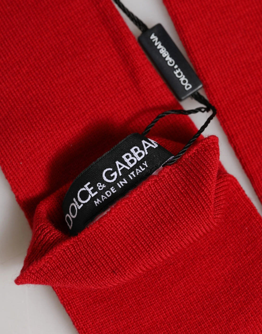 Dolce & Gabbana Red Wool Knitted Fingerless Elbow One Length Gloves - One Size