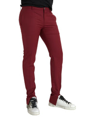 Dolce & Gabbana Red Wool Men Slim Fit Dress Pants - IT48 | M - Trousers
