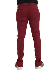 Dolce & Gabbana Red Wool Men Slim Fit Dress Pants - IT48 | M - Trousers