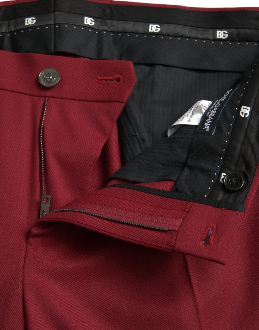 Dolce & Gabbana Red Wool Men Slim Fit Dress Pants - IT48 | M - Trousers