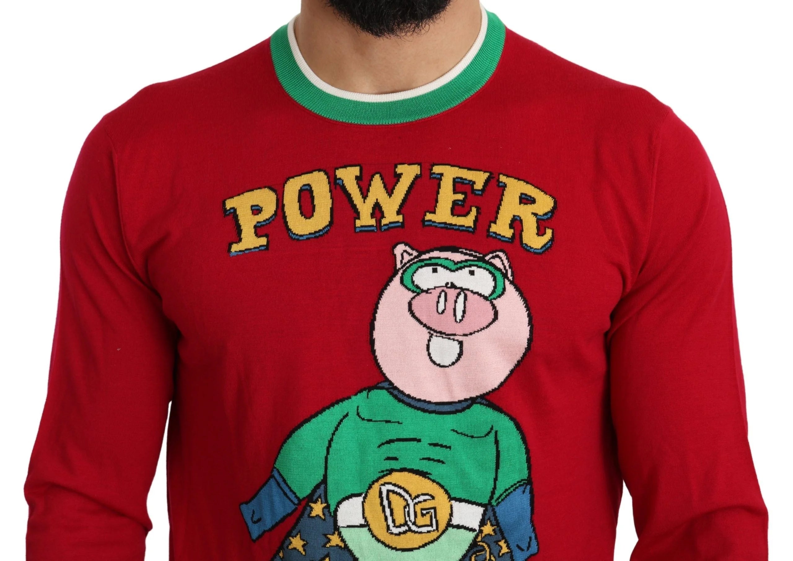 Dolce & Gabbana Red Wool Silk Pig of the Year Sweater - Sweaters