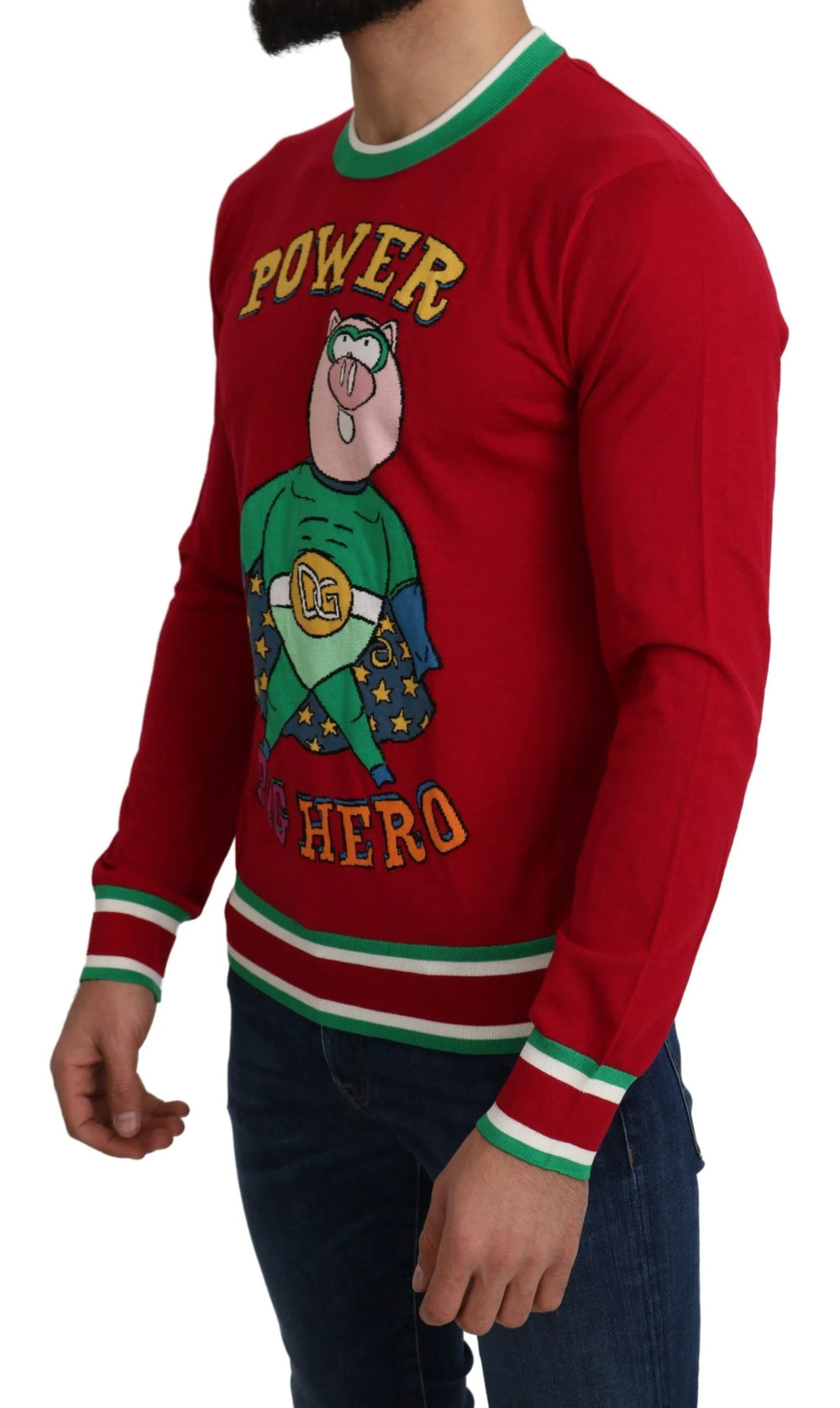 Dolce & Gabbana Red Wool Silk Pig of the Year Sweater - Sweaters