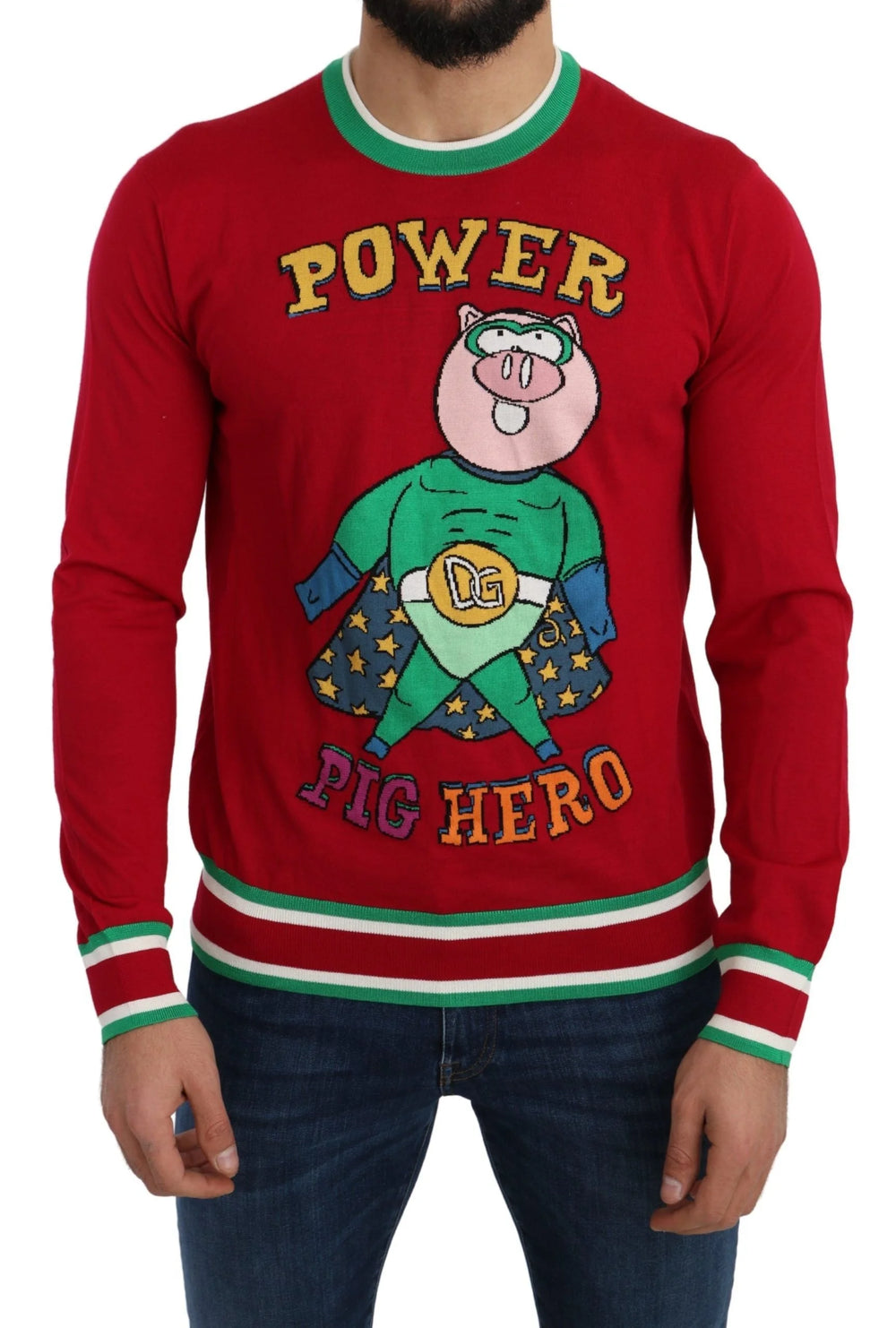 Dolce & Gabbana Red Wool Silk Pig of the Year Sweater - Sweaters