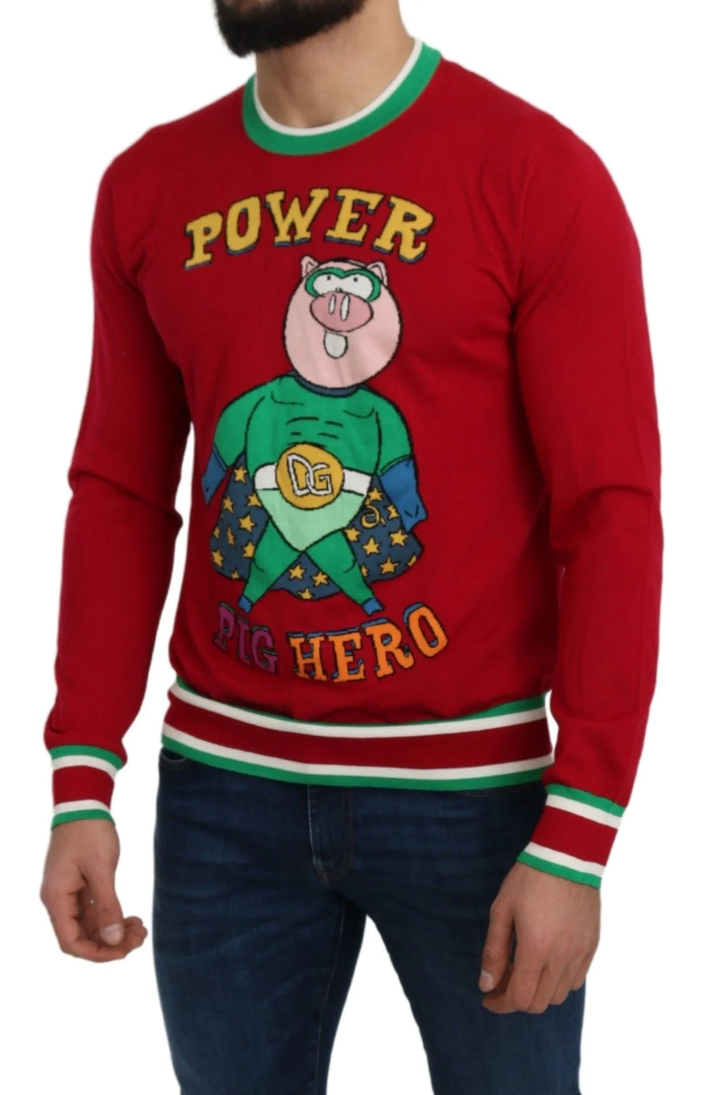 Dolce & Gabbana Red Wool Silk Pig of the Year Sweater - Sweaters