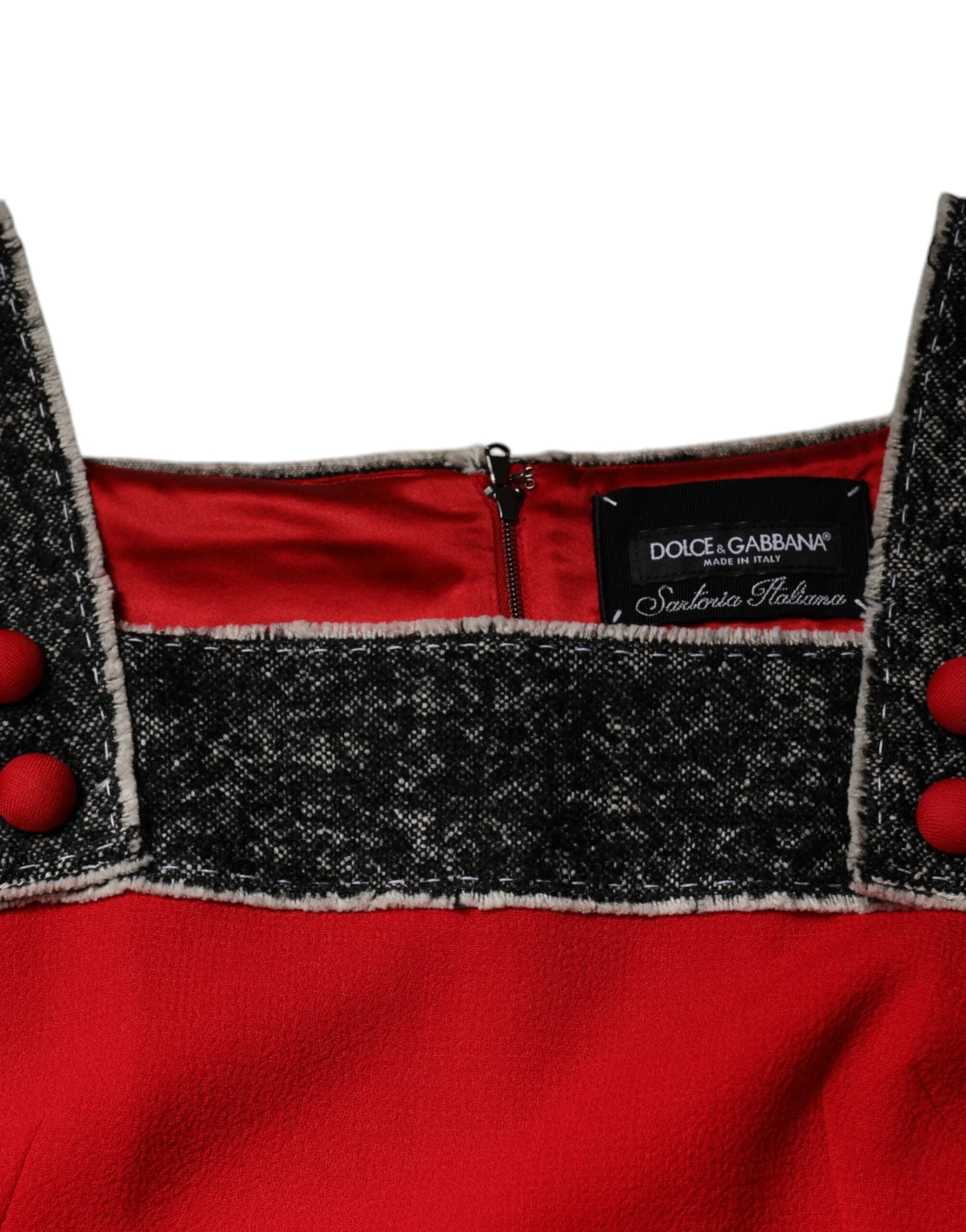 Dolce & Gabbana Red Wool Sleeveless A-line Flared Mini Dress - IT44 | L - Dresses