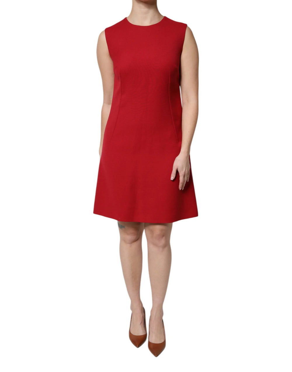 Dolce & Gabbana Red Wool Sleeveless Knee Length A-line Dress - Dresses
