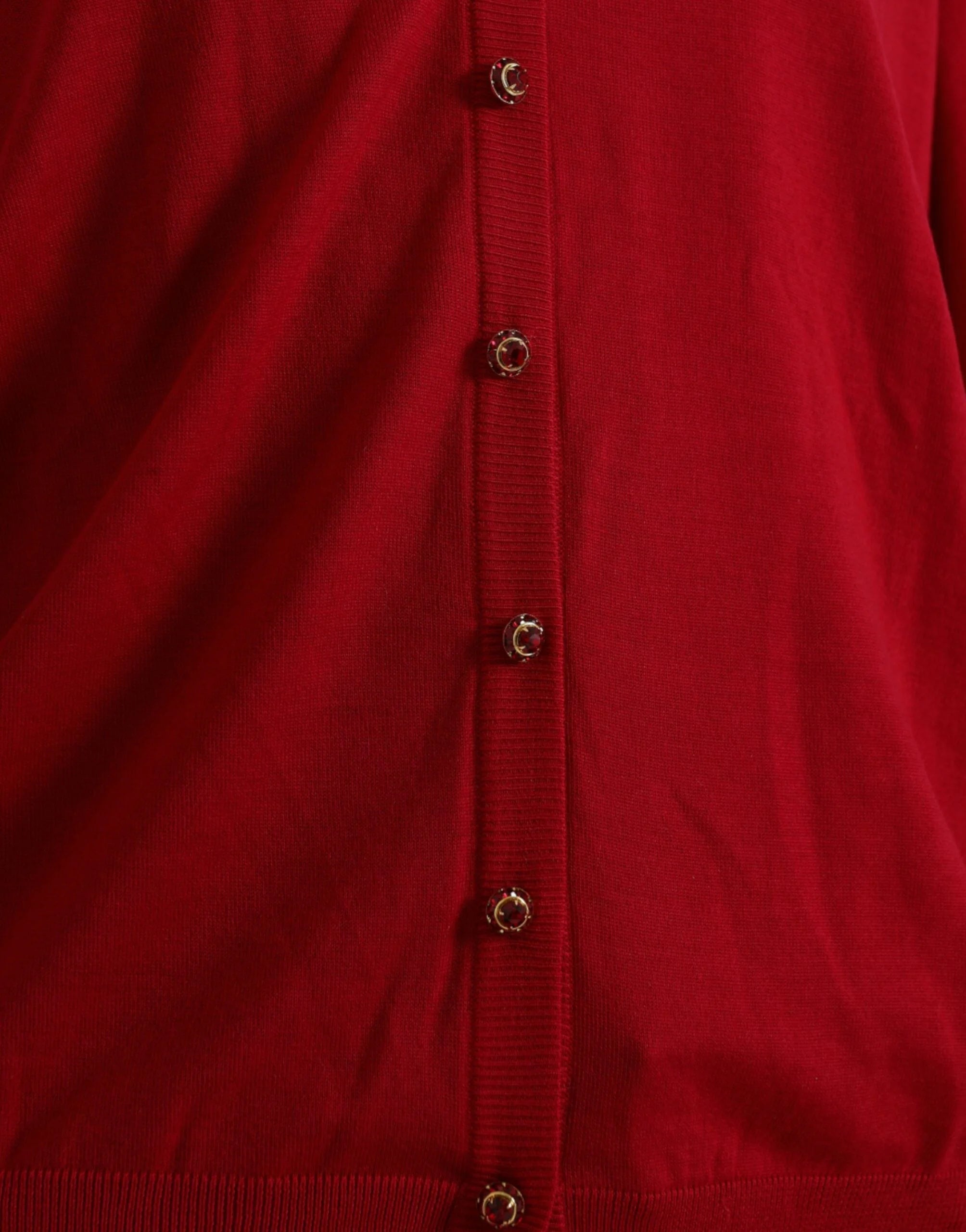 Dolce & Gabbana Red Wool V-neck Buttoned Cardigan Sweater - IT50 | XXL - Cardigans
