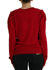 Dolce & Gabbana Red Wool V-neck Buttoned Cardigan Sweater - IT50 | XXL - Cardigans