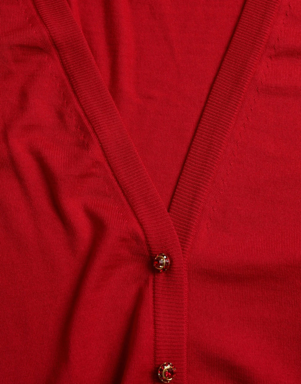 Dolce & Gabbana Red Wool V-neck Buttoned Cardigan Sweater - IT50 | XXL - Cardigans