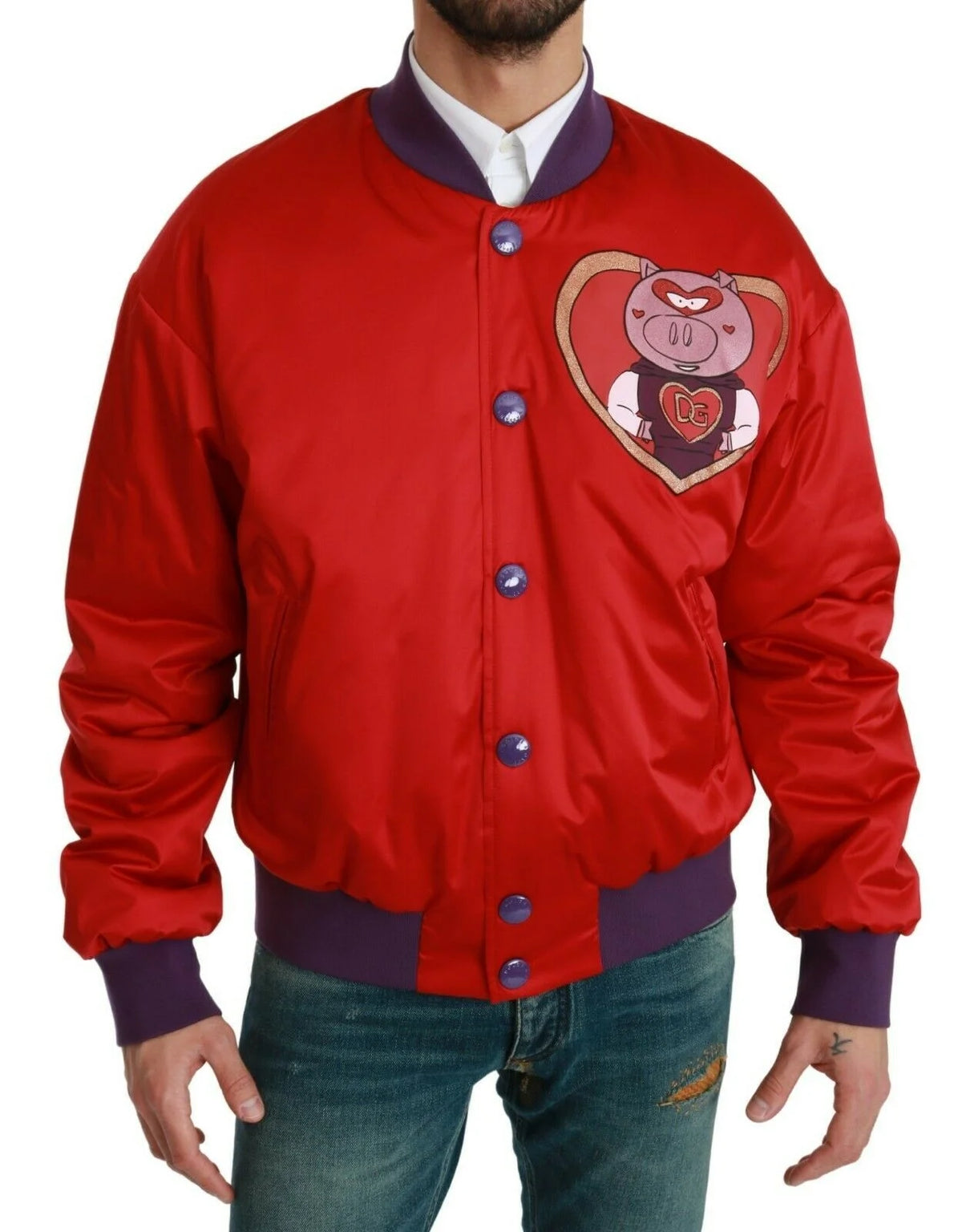 Dolce & Gabbana Red YEAR OF THE PIG Bomber Jacket - Bomber Jackets