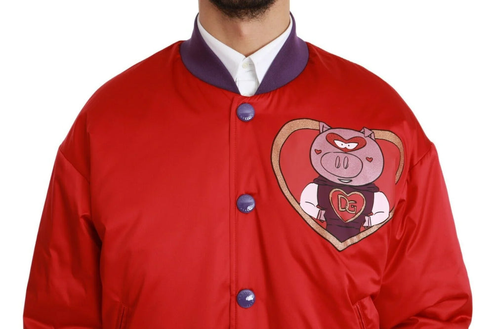 Dolce & Gabbana Red YEAR OF THE PIG Bomber Jacket - Bomber Jackets