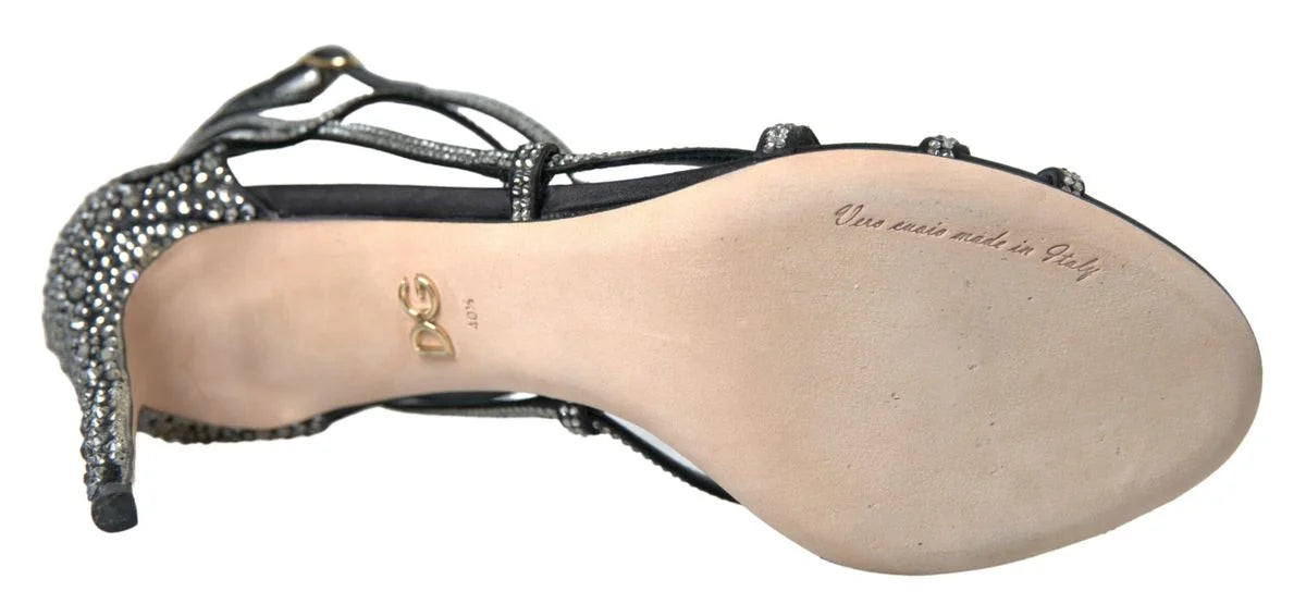 Dolce & Gabbana Rhinestone Stiletto Sandal Satin Shoes - EU40.5/US10