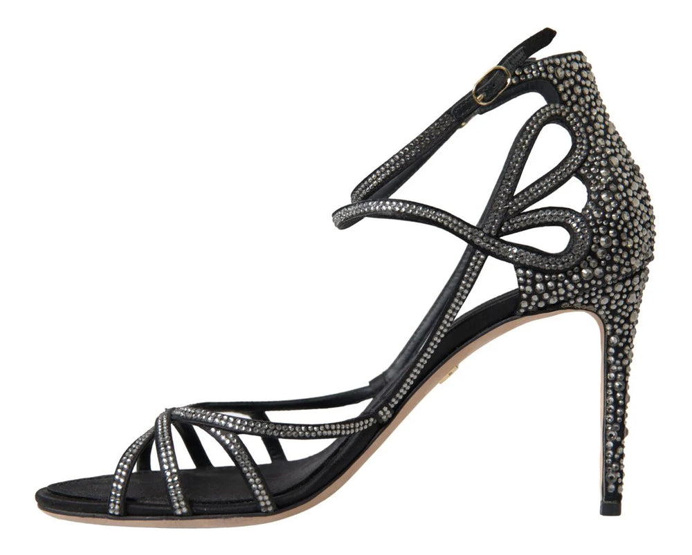 Dolce & Gabbana Rhinestone Stiletto Sandal Satin Shoes - EU40.5/US10
