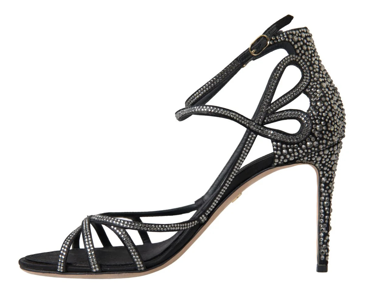 Dolce & Gabbana Rhinestone Stiletto Sandal Satin Shoes - EU40.5/US10