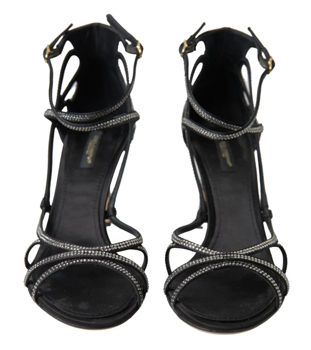 Dolce & Gabbana Rhinestone Stiletto Sandal Satin Shoes - EU40.5/US10