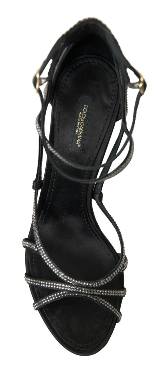 Dolce & Gabbana Rhinestone Stiletto Sandal Satin Shoes - EU40.5/US10 - Sandals