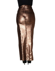 Dolce & Gabbana Rose Gold Embellished Sequinned Maxi Skirt - IT40|S