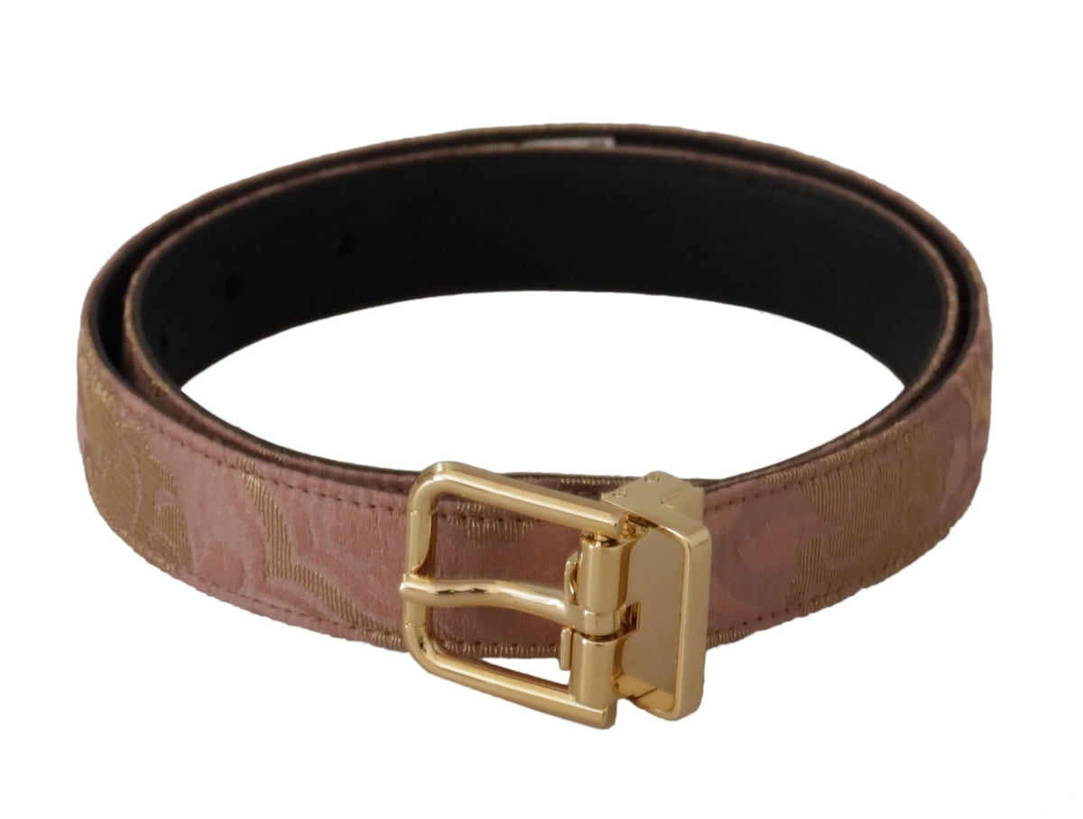 Dolce & Gabbana Rose Gold Leather Logo Engraved Metal Buckle Belt - 75 cm / 29,5 Inches - Belts