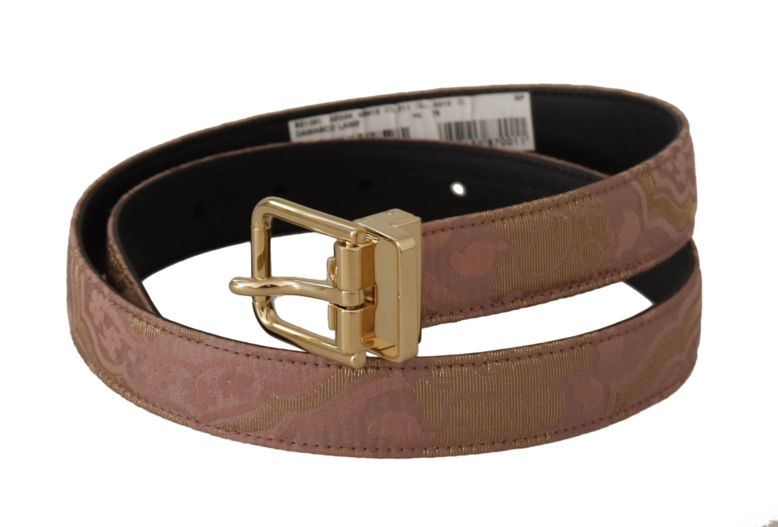 Dolce & Gabbana Rose Gold Leather Logo Engraved Metal Buckle Belt - 75 cm / 29,5 Inches - Belts
