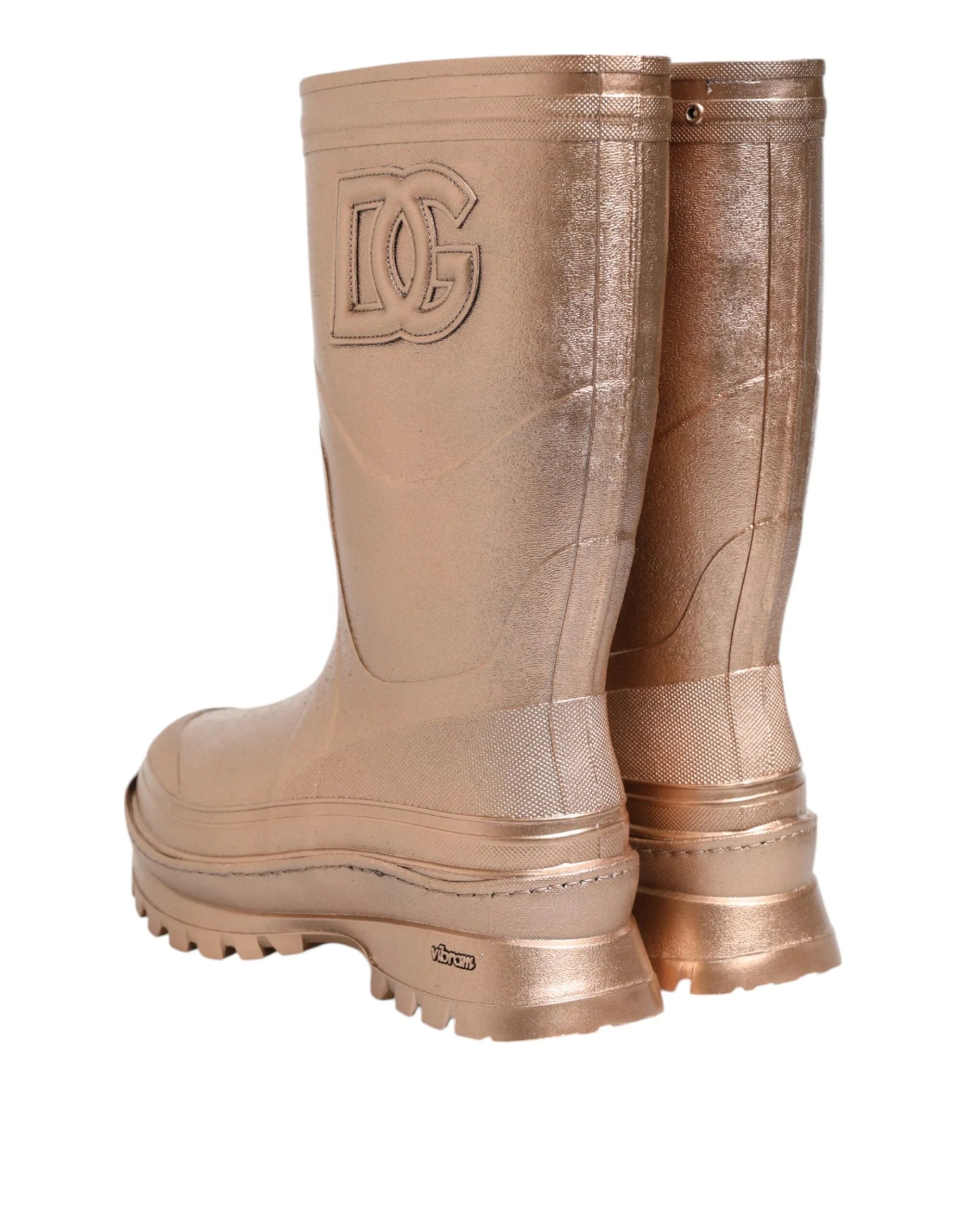 Dolce & Gabbana Rose Gold Rubber Pull On Rain Boots Shoes - EU41/US10.5 - Boots