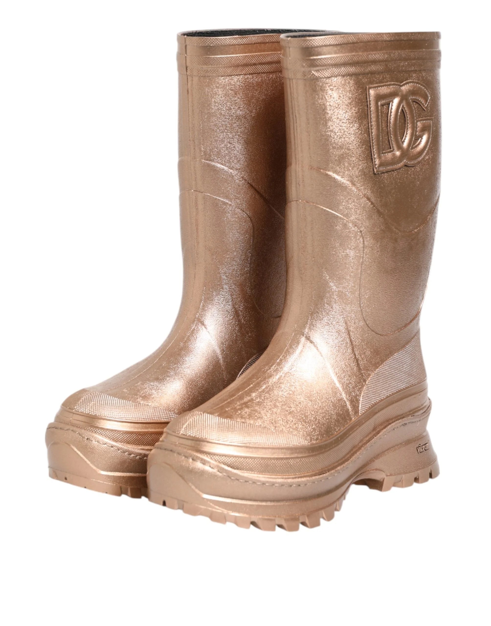 Dolce & Gabbana Rose Gold Rubber Pull On Rain Boots Shoes - EU41/US10.5 - Boots