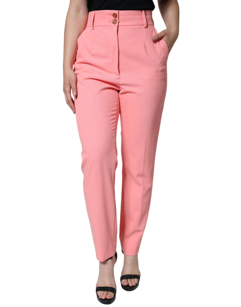 Dolce & Gabbana Rose Pink Polyester High Waist Tapered Pants - IT44 | L - Trousers
