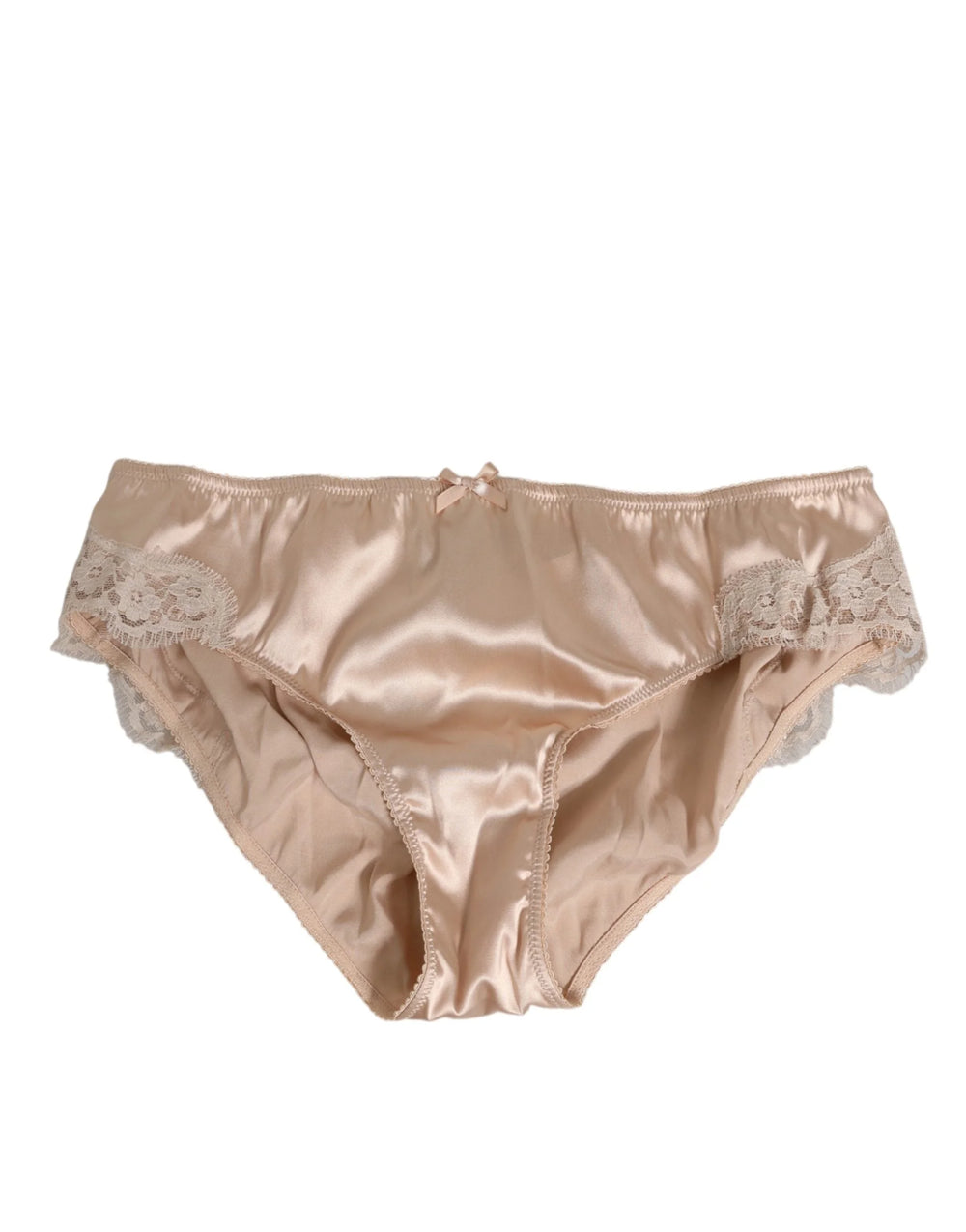 Dolce & Gabbana Rosy Beige Silk Satin Lace Trim Panty Underwear - IT4 | L - Briefs
