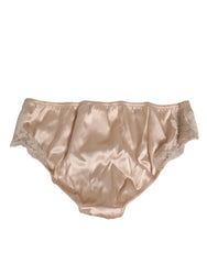Dolce & Gabbana Rosy Beige Silk Satin Lace Trim Panty Underwear - IT4 | L - Briefs