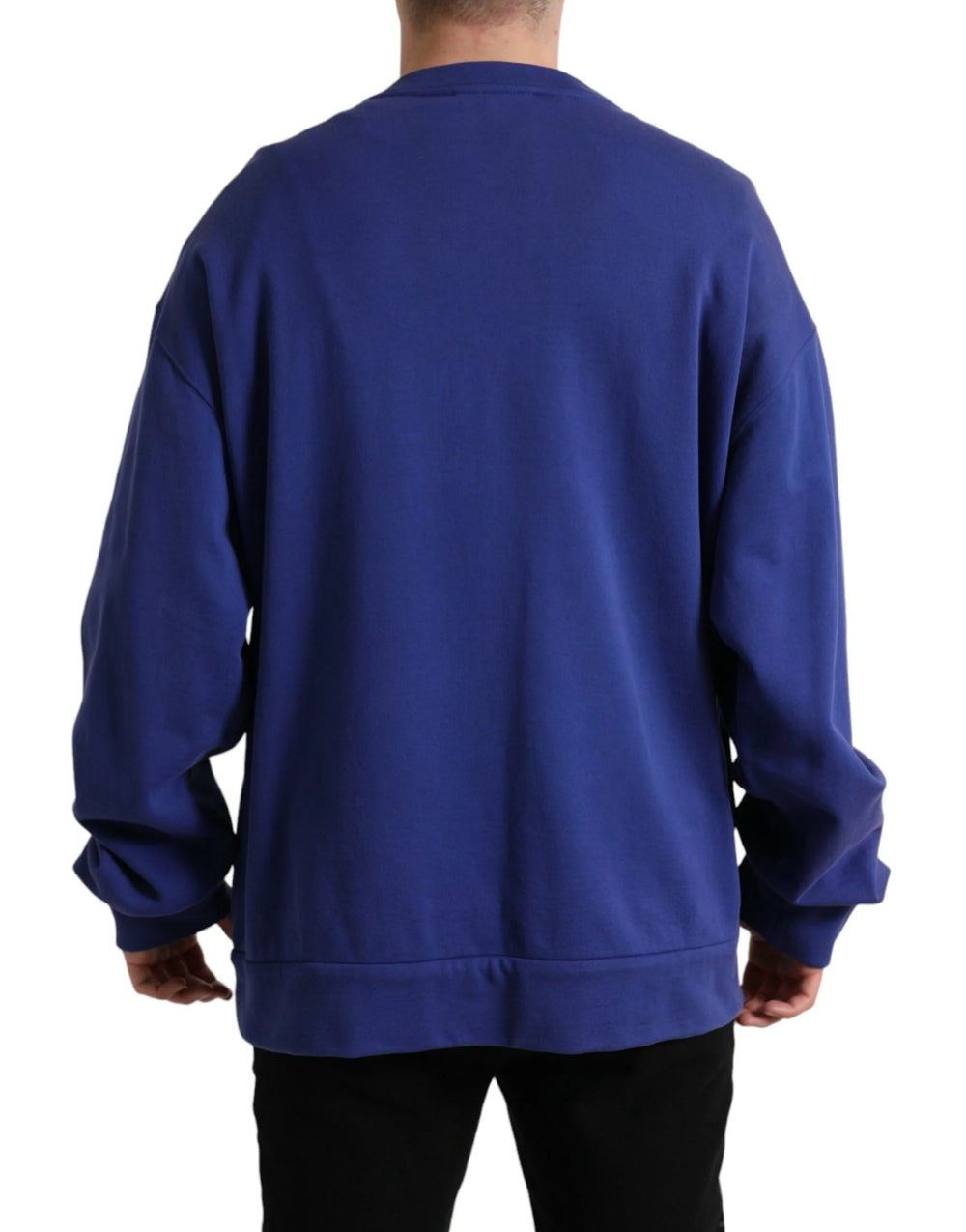 Dolce & Gabbana Royal Blue Cotton Crewneck Pullover Sweater - IT56 | XXL - Sweaters