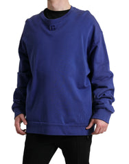 Dolce & Gabbana Royal Blue Cotton Crewneck Pullover Sweater - IT56 | XXL - Sweaters