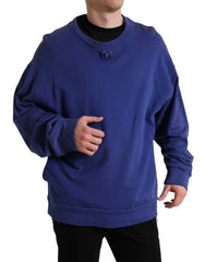 Dolce & Gabbana Royal Blue Cotton Crewneck Pullover Sweater - IT56 | XXL - Sweaters