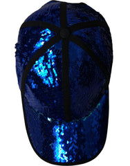 Dolce & Gabbana Royal Blue Sequin Baseball Hat Men - 58 cm|M - Baseball Caps