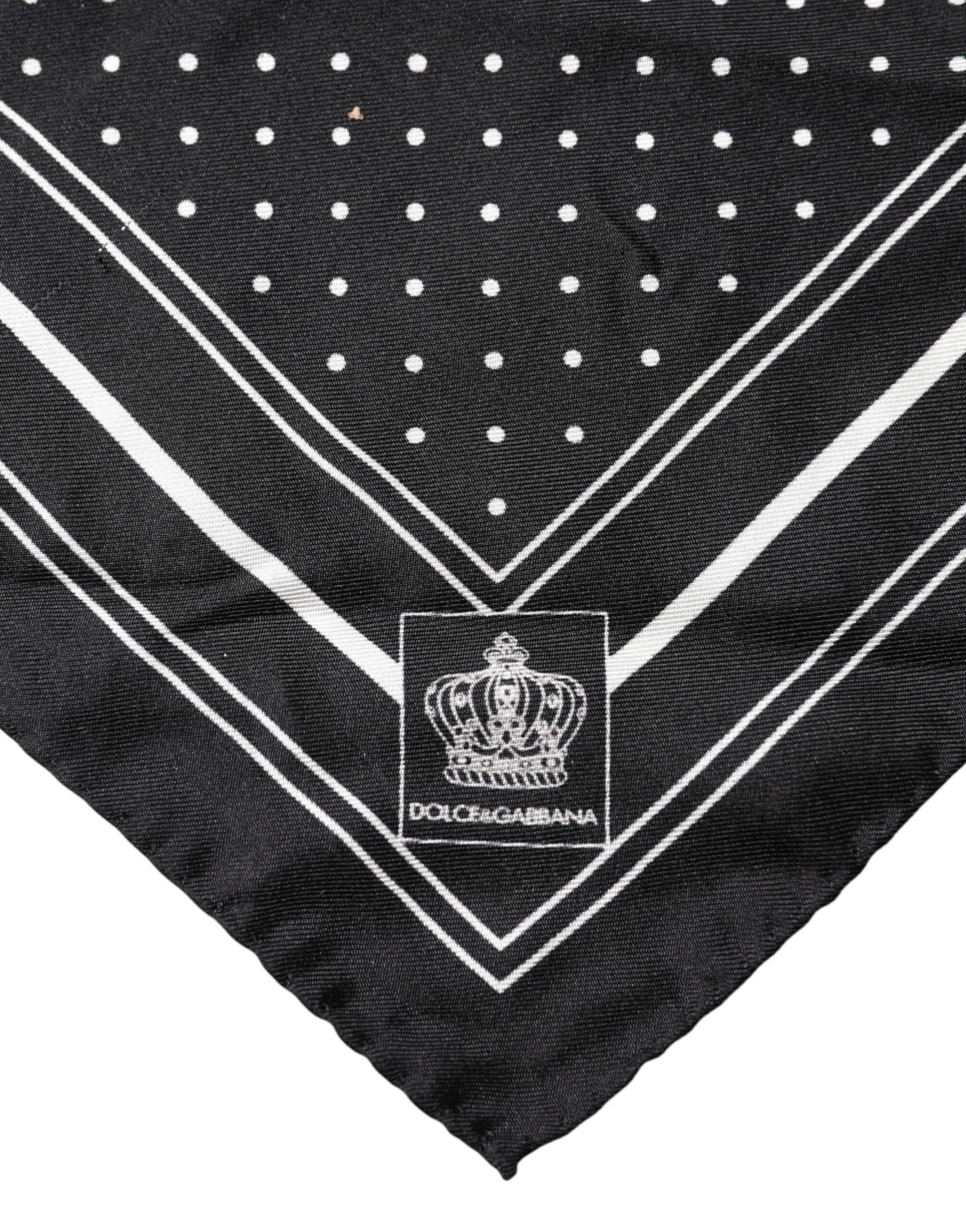 Dolce & Gabbana Scarf Black Poka Dot Men Square Handkerchief