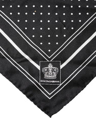 Dolce & Gabbana Scarf Black Poka Dot Men Square Handkerchief