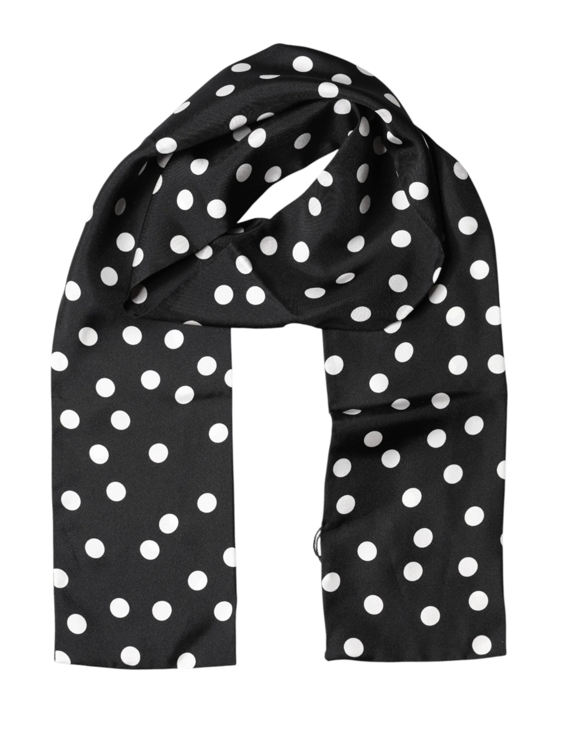 Dolce & Gabbana Scarf Black Polka Dot Silk Neck Wrap Foulard