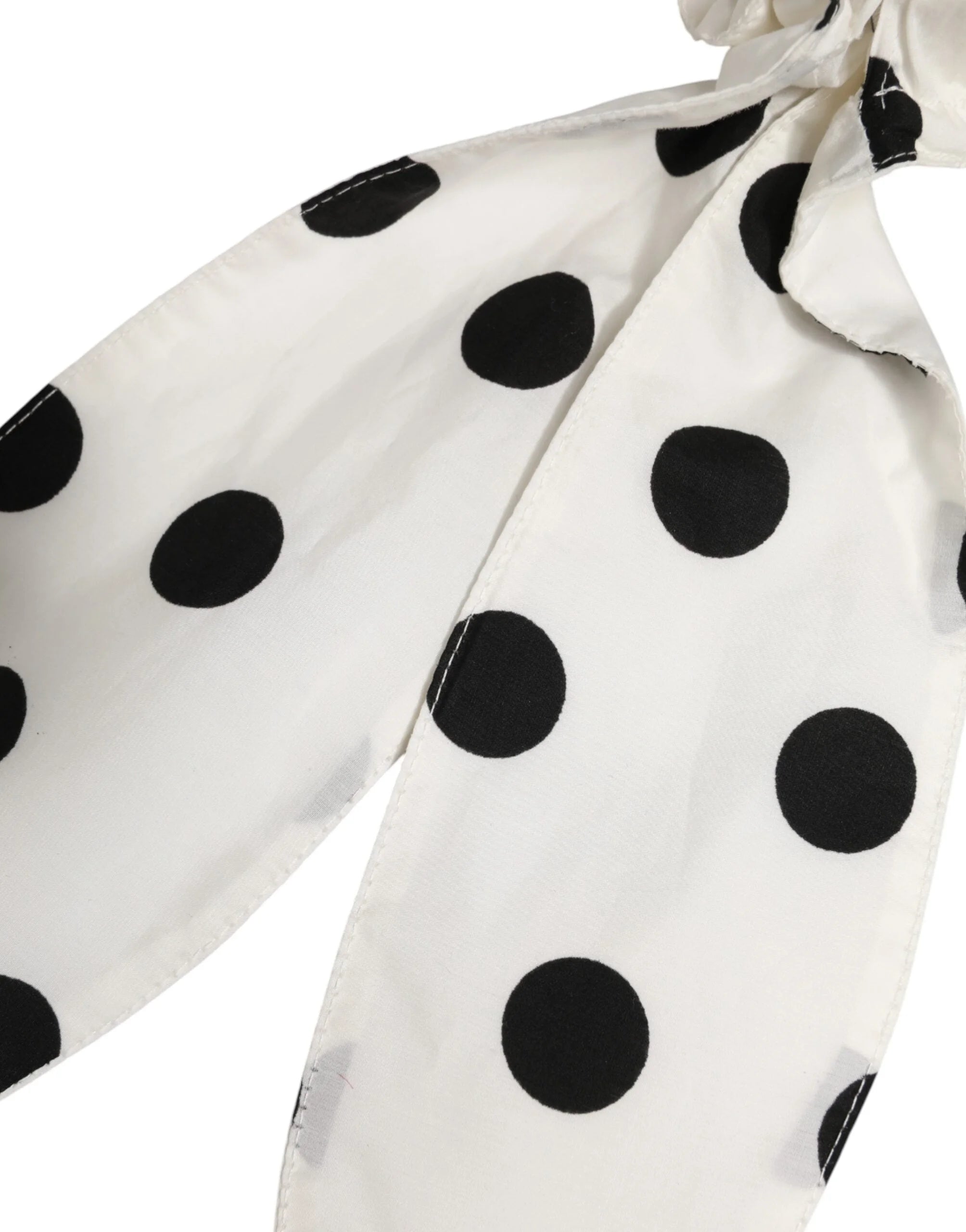 Dolce & Gabbana Scrunchie White Cotton Polka Dot Scarf Tie Accessory Hair