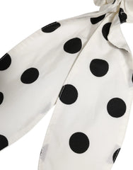 Dolce & Gabbana Scrunchie White Cotton Polka Dot Scarf Tie Accessory Hair