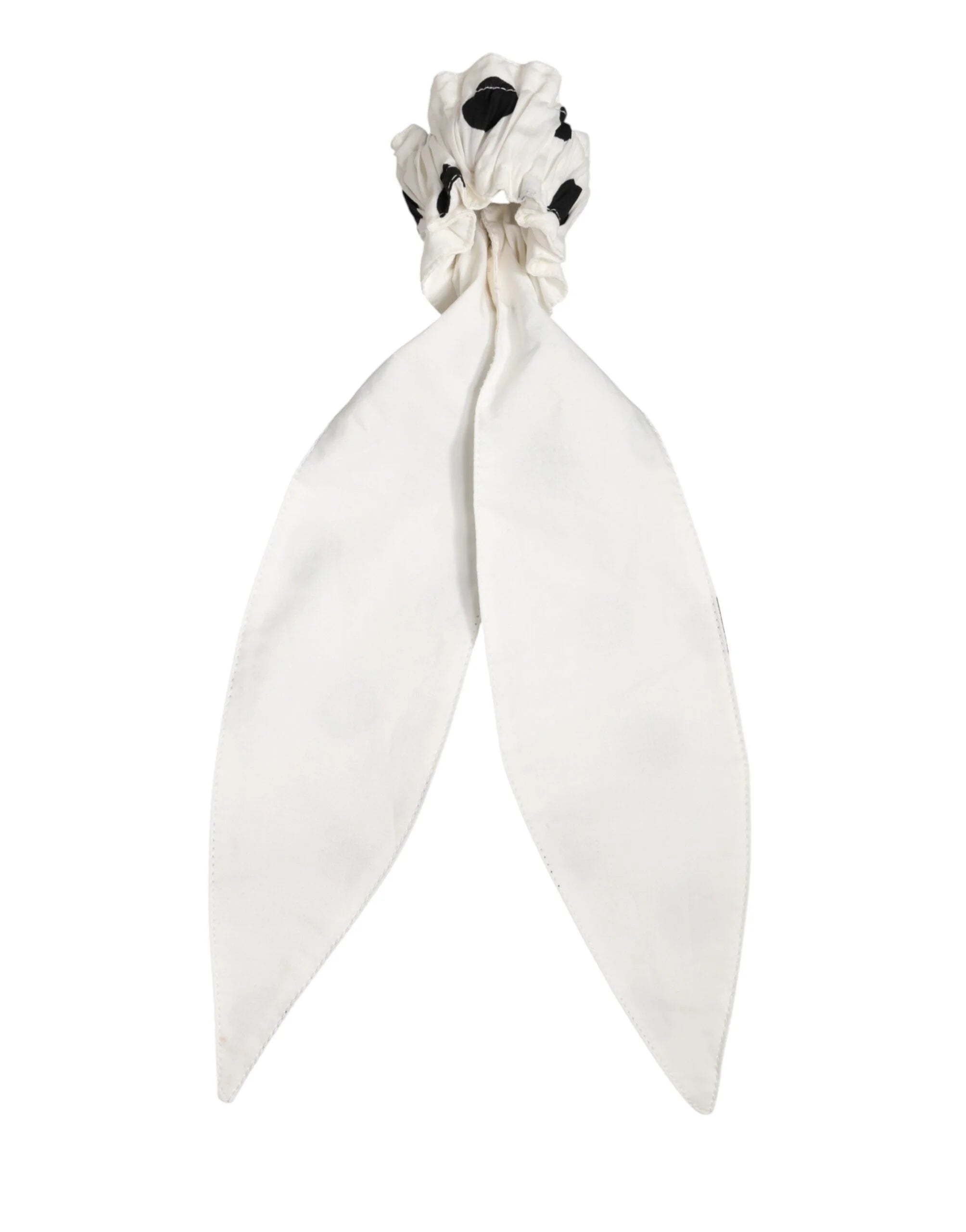 Dolce & Gabbana Scrunchie White Cotton Polka Dot Scarf Tie Accessory Hair