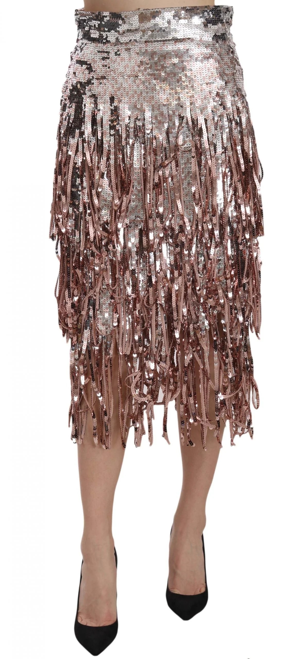 Dolce & Gabbana Sequin Embellished Fringe Midi Pencil Skirt - Skirts