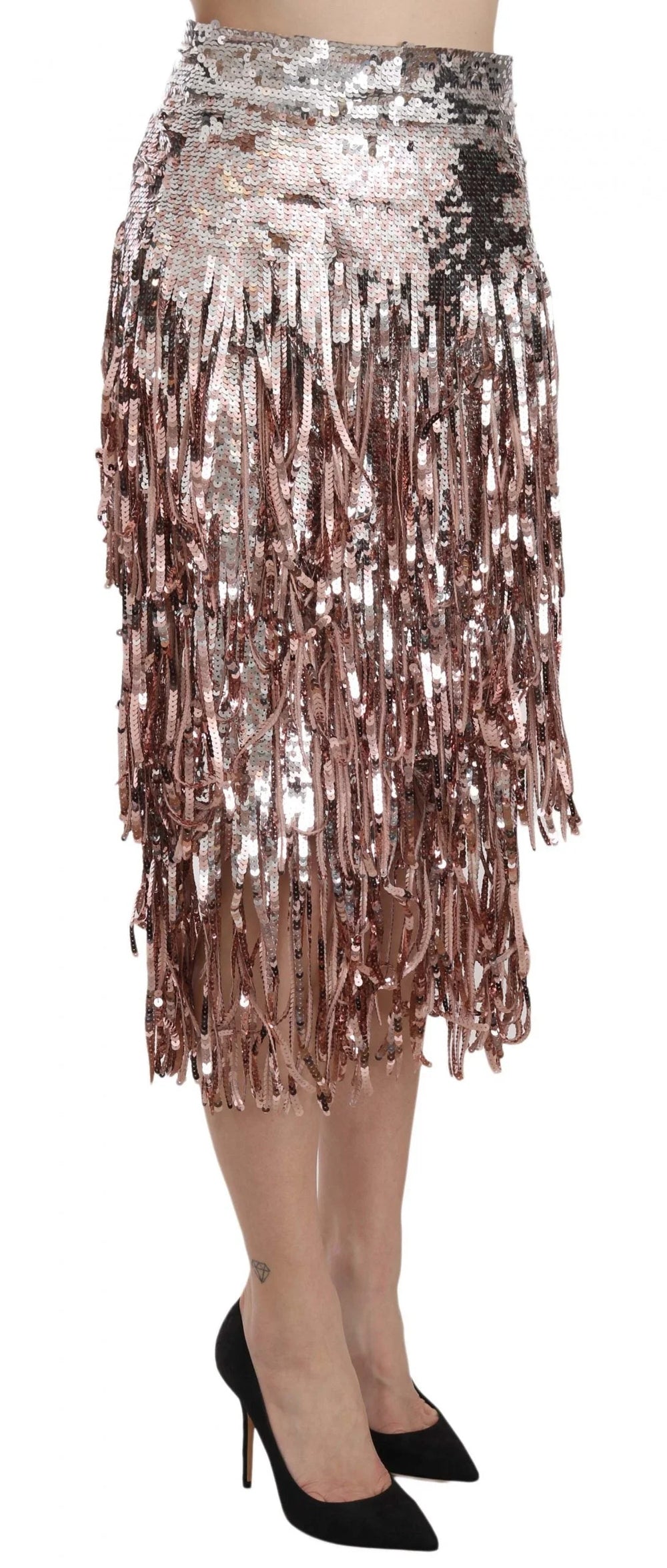 Dolce & Gabbana Sequin Embellished Fringe Midi Pencil Skirt - Skirts