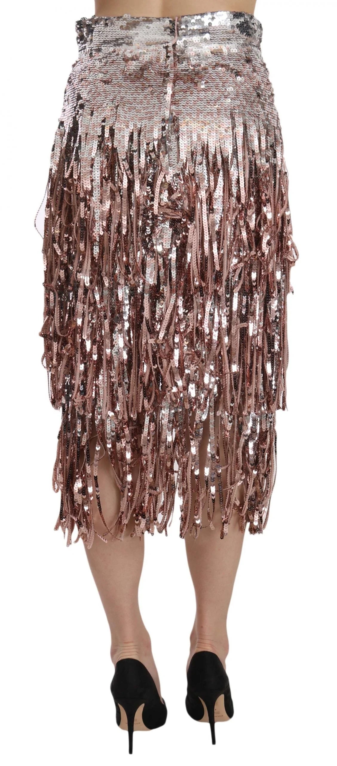 Dolce & Gabbana Sequin Embellished Fringe Midi Pencil Skirt - Skirts