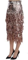 Dolce & Gabbana Sequin Embellished Fringe Midi Pencil Skirt - Skirts