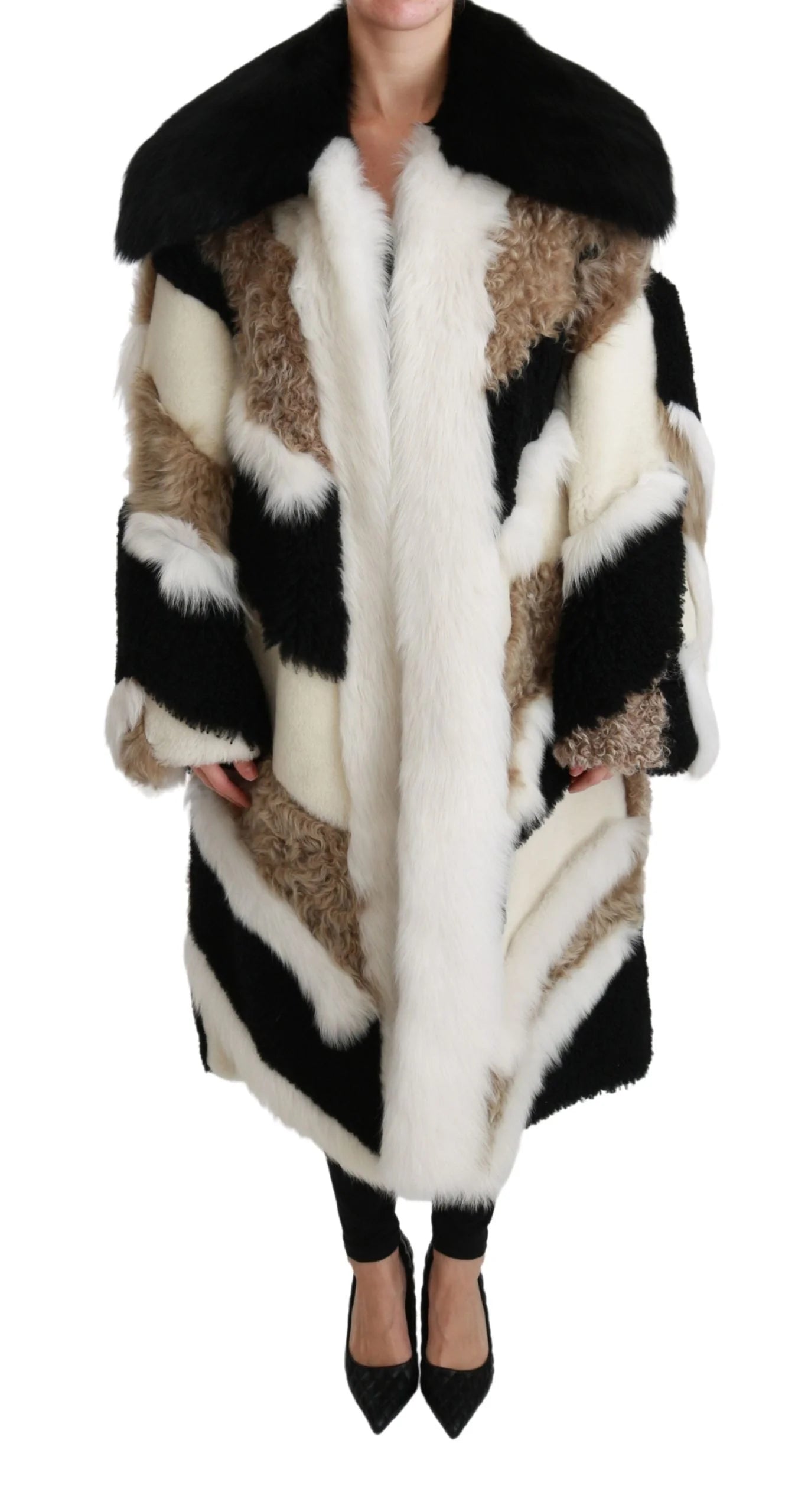 Dolce & Gabbana Sheep Fur Shearling Cape Jacket Coat - IT40 | M - Overcoats