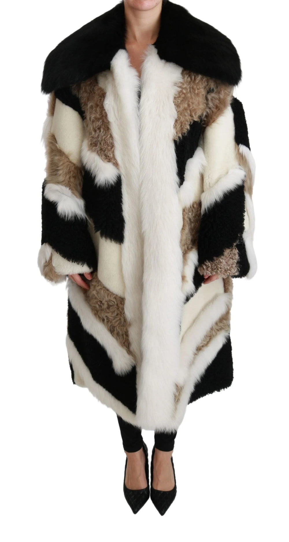 Dolce & Gabbana Sheep Fur Shearling Cape Jacket Coat - IT40 | M - Overcoats