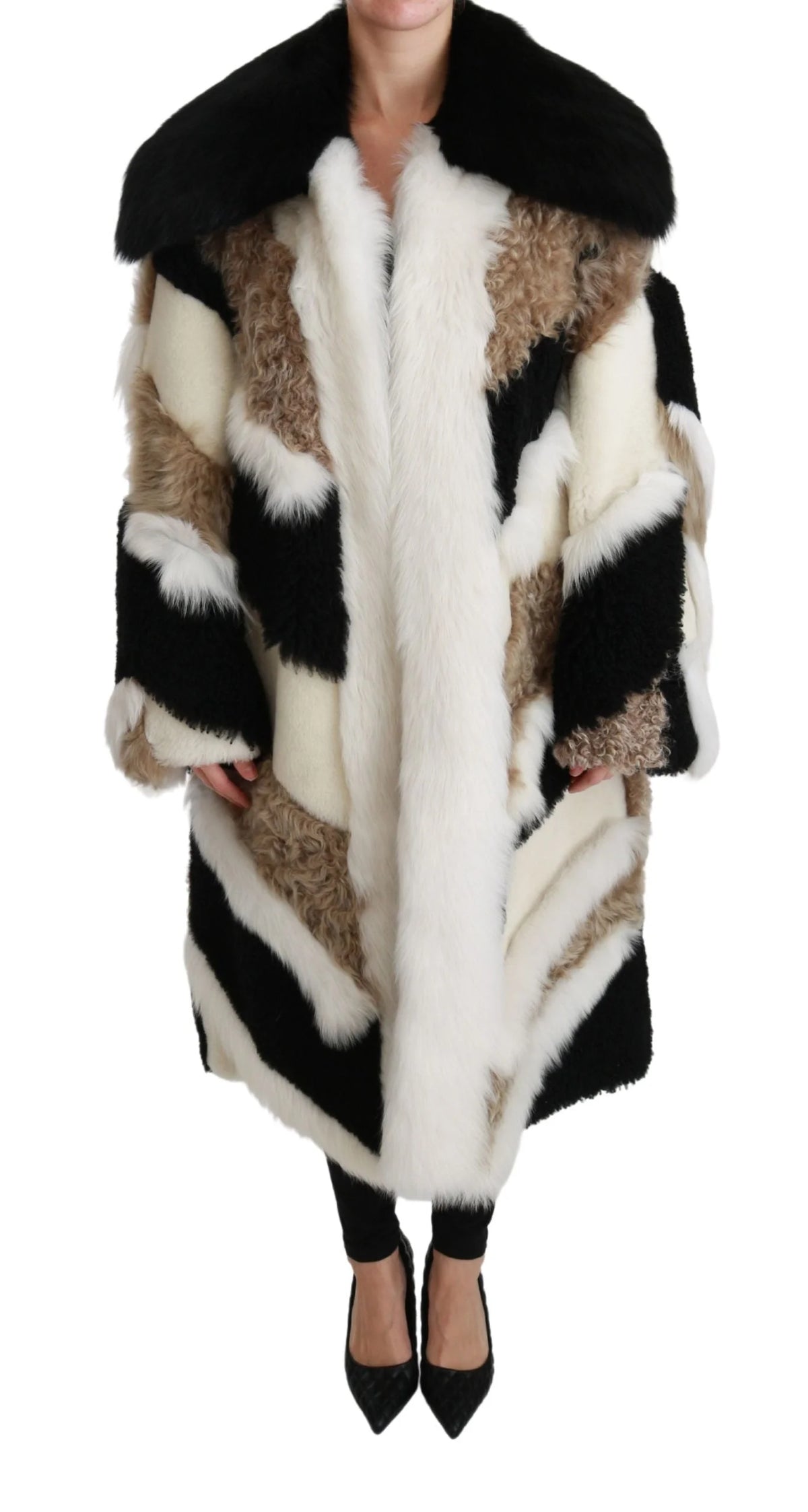 Dolce & Gabbana Sheep Fur Shearling Cape Jacket Coat - IT40 | M - Overcoats
