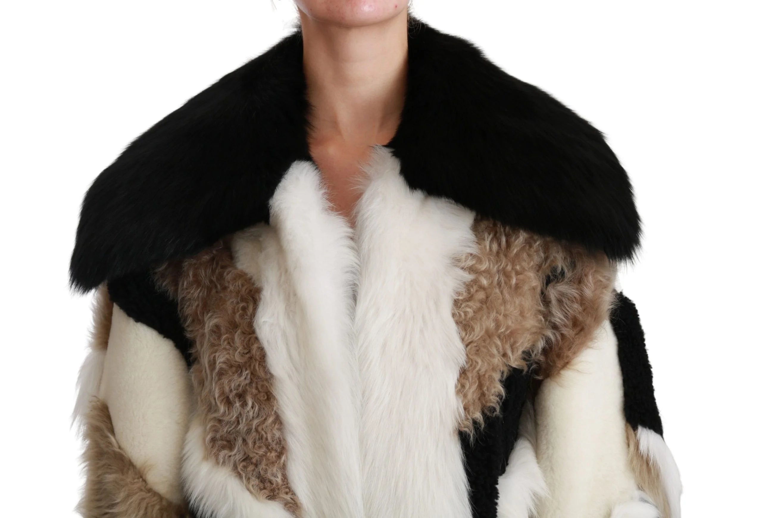 Dolce & Gabbana Sheep Fur Shearling Cape Jacket Coat - IT40 | M - Overcoats